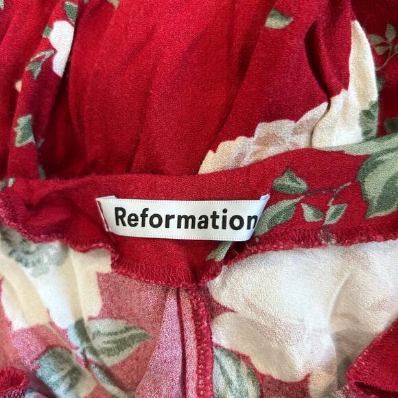 Reformation Jade Midi Dress in Justine Red Scoop Back Tie Straps Size S - Picture 5 of 6